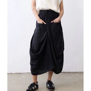Ruti Light Poplin Go-To Skirt S/M Black Pockets Lagenlook NWT